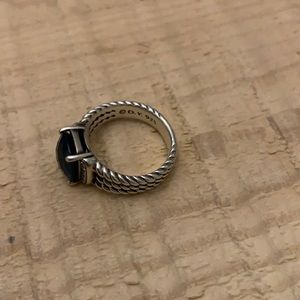 David Yurman petite Albion SS blue topaz ring 6